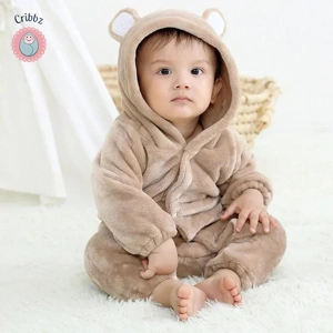 Winter Dinosaur Hooded Baby Jumpsuit