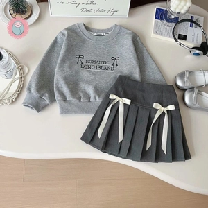 Girls Casual Hoodie and Pleated Skirt Set