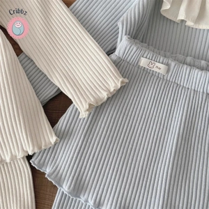 Baby Girls Casual Suit with Lotus Leaf Collar