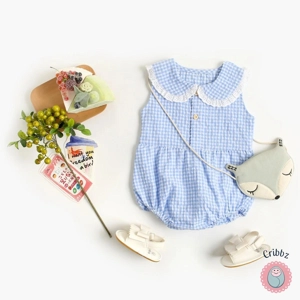 Cute Plaid Cotton Baby Bodysuit for Girls