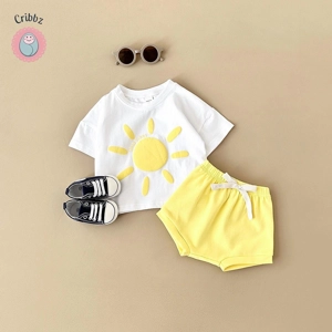 Cartoon Wave T-shirt and Beach Shorts Set