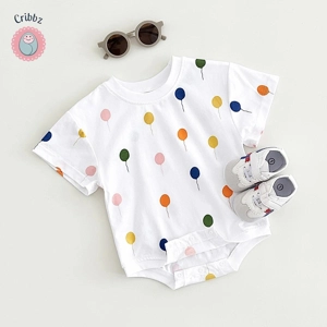 Cotton Infant Balloon Print Romper Jumpsuit