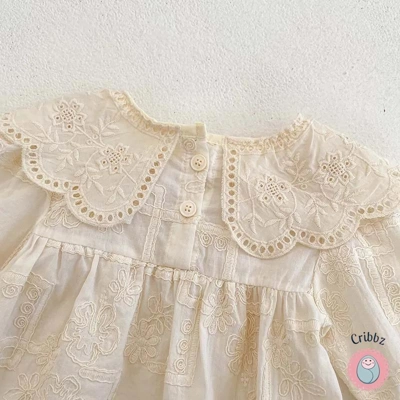 Toddler Girl Flower Embroidery Dress title=