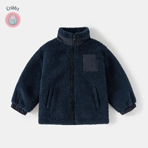 Boys Velvet Stand-Up Collar Coat