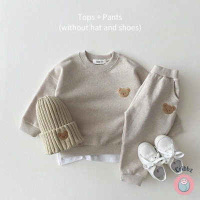 Kids Cute Bear Pullover and Sweatpants Set title=