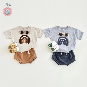 Rainbow Patchwork Baby Boys Summer Outfit