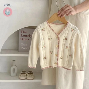 MilanCel Toddler Girls Embroidered Cardigan
