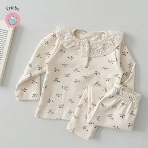 Lace Ruffled Collar Baby Pajamas Set