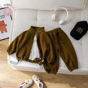 Winter Kids Thicken Overcoat and Pants Set