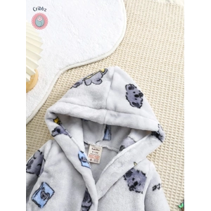 Cribbz Flannel Bear Hooded Bathrobe
