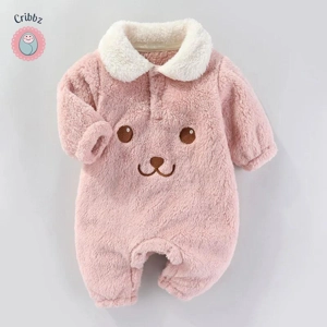 Warm Cartoon Bear Jumpsuit for Infants