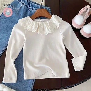 Girls Lace Ruffled Collar Blouse
