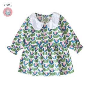 Autumn Floral Cotton Toddler Dress