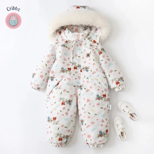 Winter Floral Hooded Romper for Kids