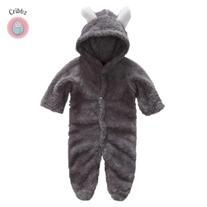 Winter Plush Baby Cartoon Hooded Romper
