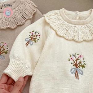 Baby Girl Knit Embroidered Jumpsuit