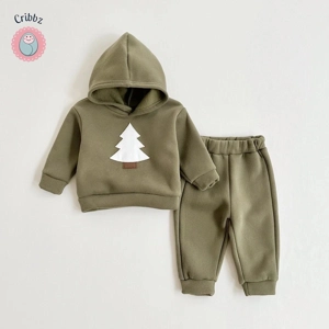 Baby Boys Christmas Tree Flannel Tracksuit