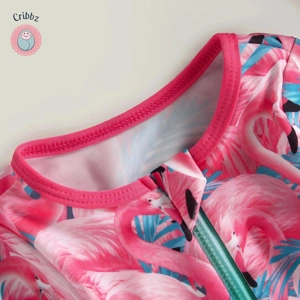 Flamingo Flower Print Baby Girl Swimwear