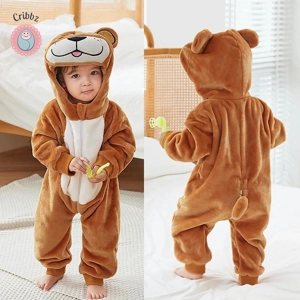 Winter Dinosaur Hooded Baby Jumpsuit