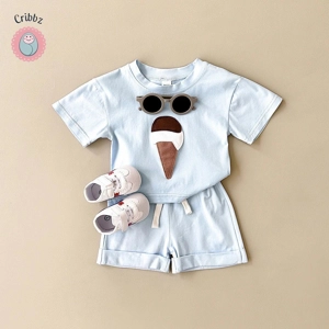 Summer Ice Cream Print Baby Outfit Set