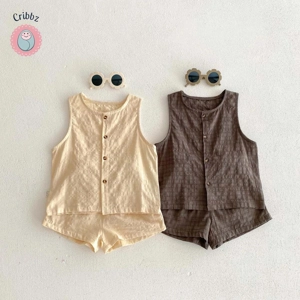 Kids Linen Vest and Shorts Set