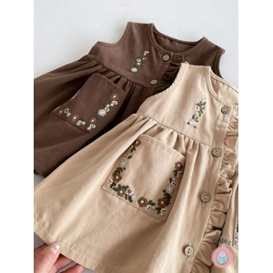 Autumn Childrens Embroidered Tank Dress Vest Set