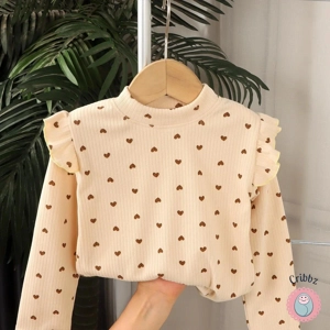 Ruffle Collar Floral Print Kids T-shirt