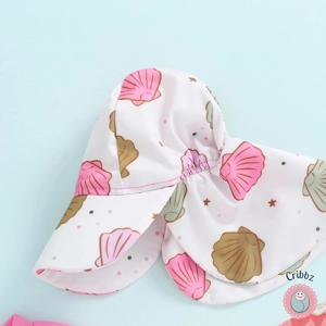 **Toddler Long Sleeve Floral Swimsuit with Hat**