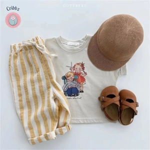 Vintage Stripe Cotton Pants for Kids