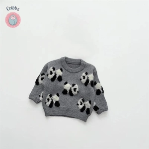 Korean Panda Embroidered Baby Sweater