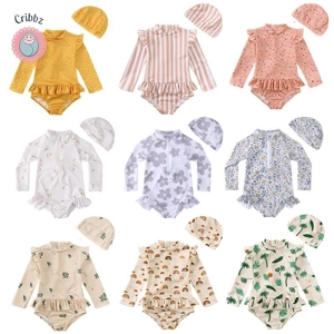 Ruffled Long Sleeve UV Swimsuit for Kids