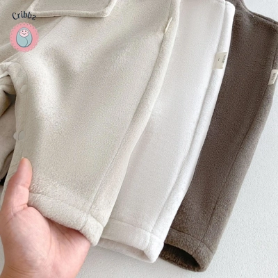 Fashionable Fleece Lined Baby Overalls title=