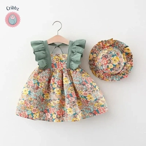 Cribbz Fragmented Floral Baby Girl Dress