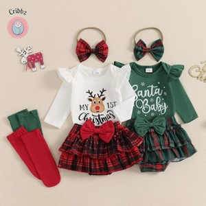 Autumn Christmas Baby Girl Outfit Set