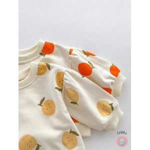 Fruit Print Cotton Hoodie Set
