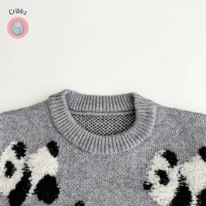 Korean Panda Embroidered Baby Sweater