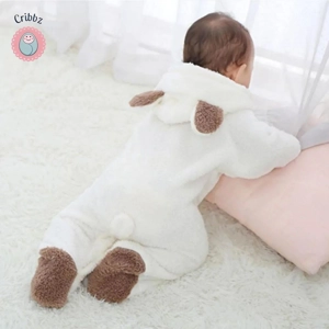 Winter Plush Baby Cartoon Hooded Romper