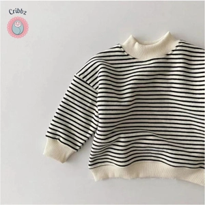 Fleece Lined Striped Baby Hoodies