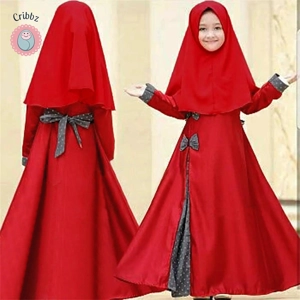 Muslim Baby Girl Abaya Dress with Hijab