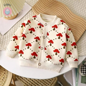 Cute Cherry Checkered Fur Padded Coat