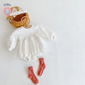 Spring Lace Daisy Embroidery Baby Bodysuit