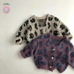 Leopard Print Knit Cardigan for Kids
