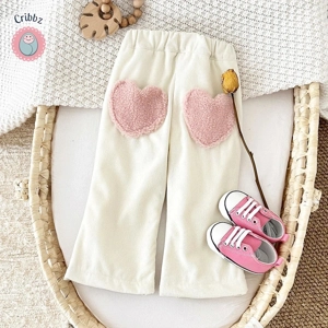 Warm Corduroy Heart Pocket Baby Pants