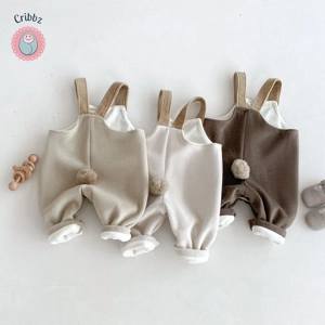 Fashionable Fleece Lined Baby Overalls