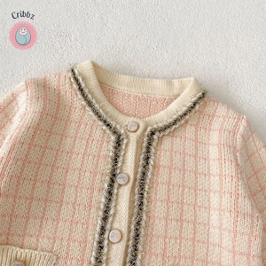 Autumn Baby Knitted Plaid Overalls