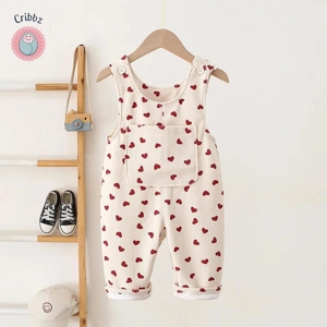 Heart Embroidery Corduroy Baby Overalls