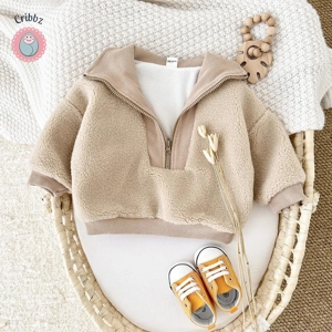 Baby Lamb Wool Zippered Winter Coat