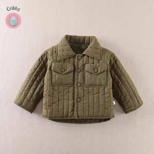 Vertical Stripe Cotton Padded Kids Coat