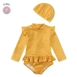 Ruffled Long Sleeve UV Swimsuit for Kids