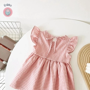 Summer Cotton Princess Plaid Dress